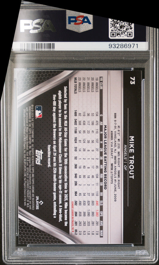 2024 Topps Chrome Black #73 Mike Trout PSA 10