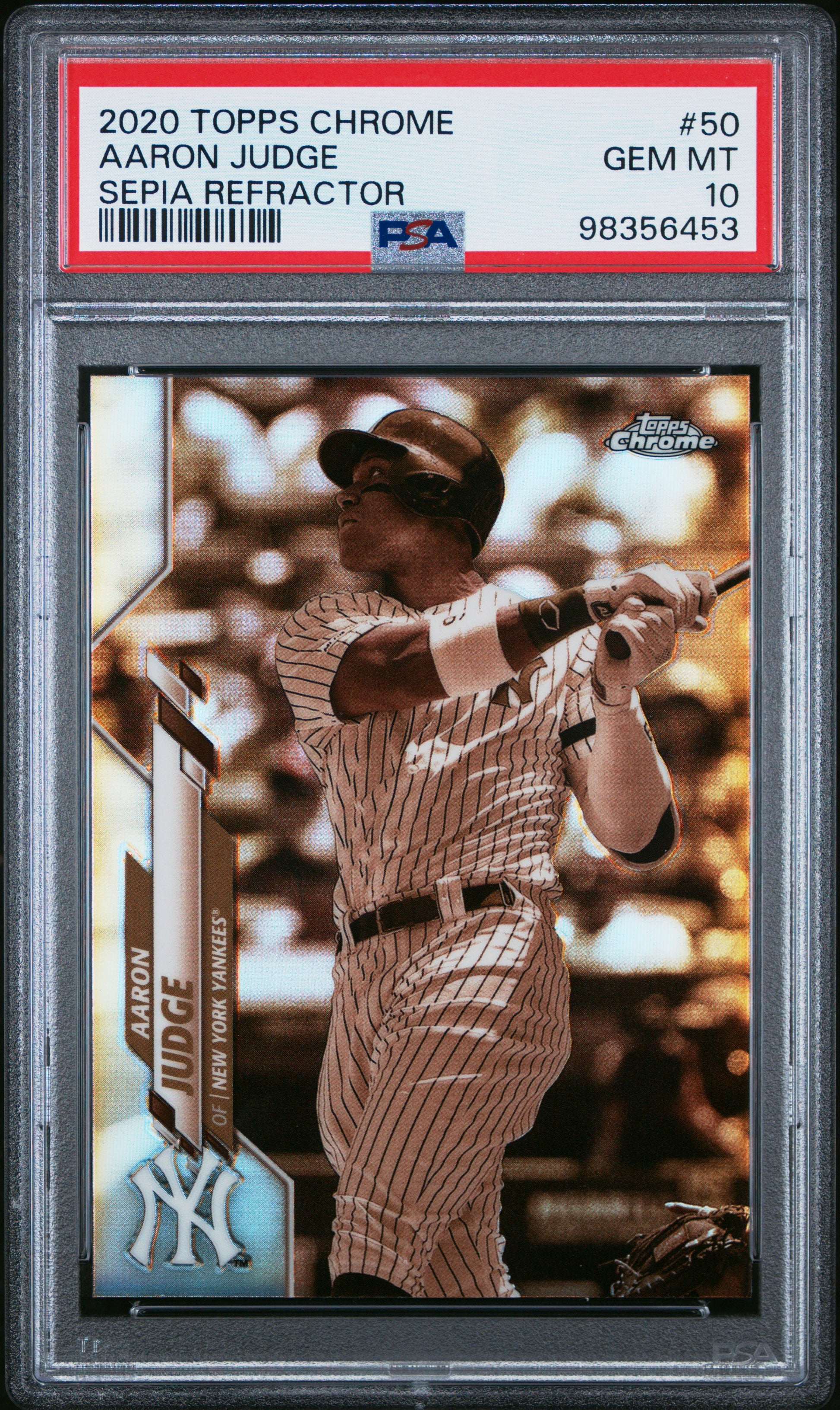 2020 Topps Chrome #50 Aaron Judge Sepia Refractor PSA 10