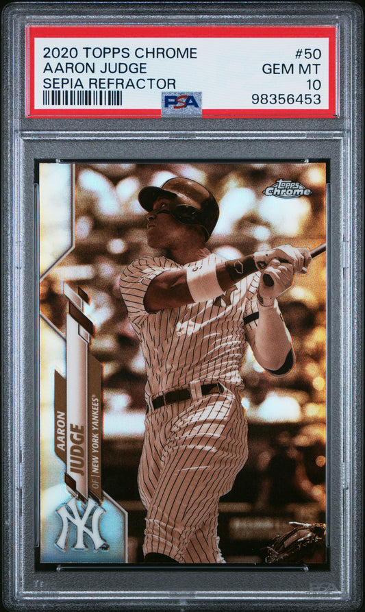 2020 Topps Chrome #50 Aaron Judge Sepia Refractor PSA 10