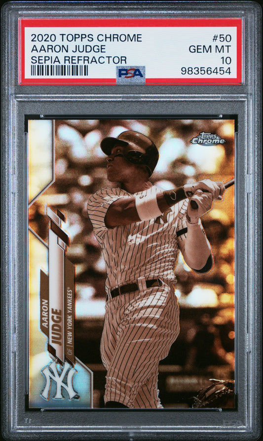 2020 Topps Chrome #50 Aaron Judge Sepia Refractor PSA 10