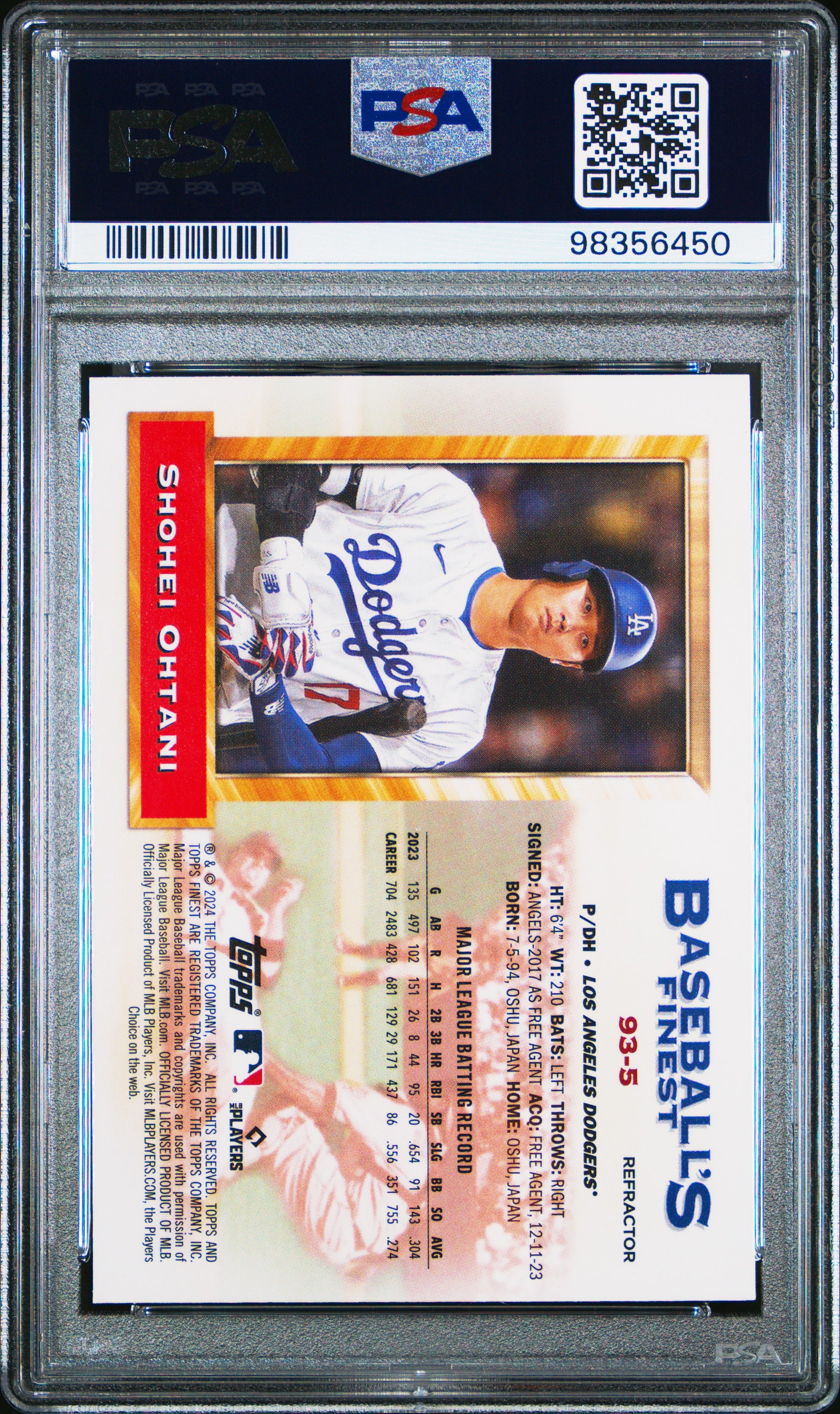 2024 Topps Finest What If 1993 Finest Prototypes #93-5 Shohei Ohtani Ref PSA 10