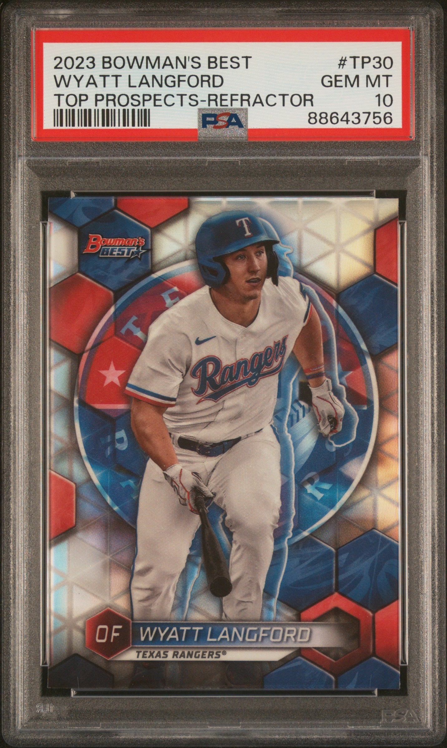 2023 Bowman'S Best Top Prospects #TP30 Wyatt Langford-Refractor PSA 10