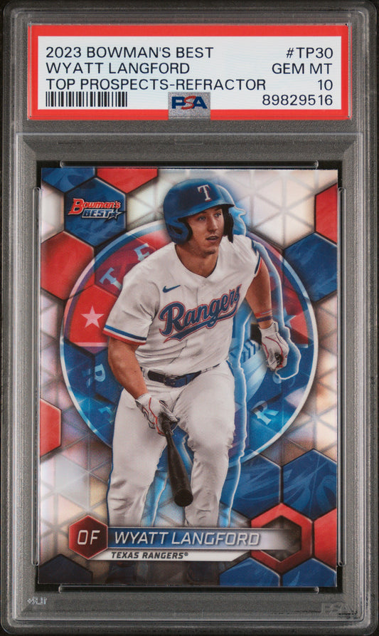 2023 Bowman'S Best Top Prospects #TP30 Wyatt Langford-Refractor PSA 10