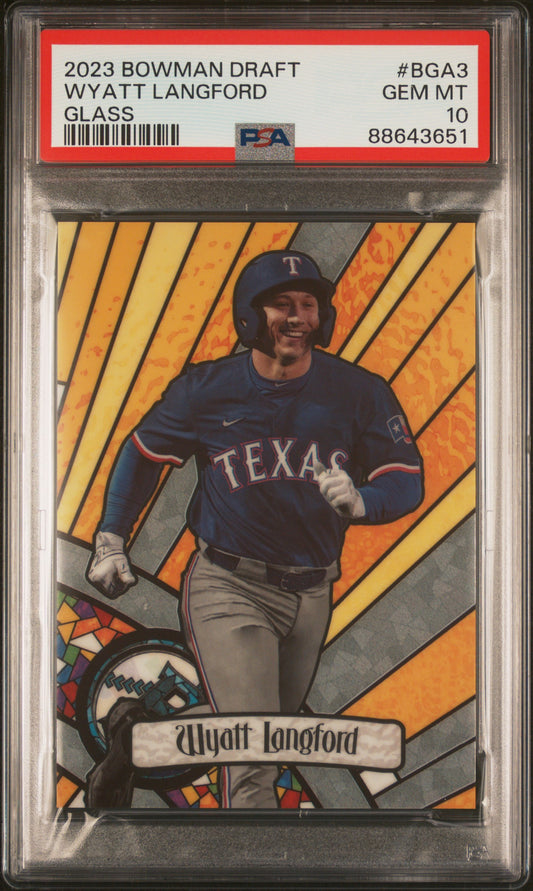 2023 Bowman Draft Bowman Glass #BGA3 Wyatt Langford PSA 10