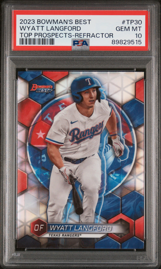 2023 Bowman'S Best Top Prospects #TP30 Wyatt Langford-Refractor PSA 10