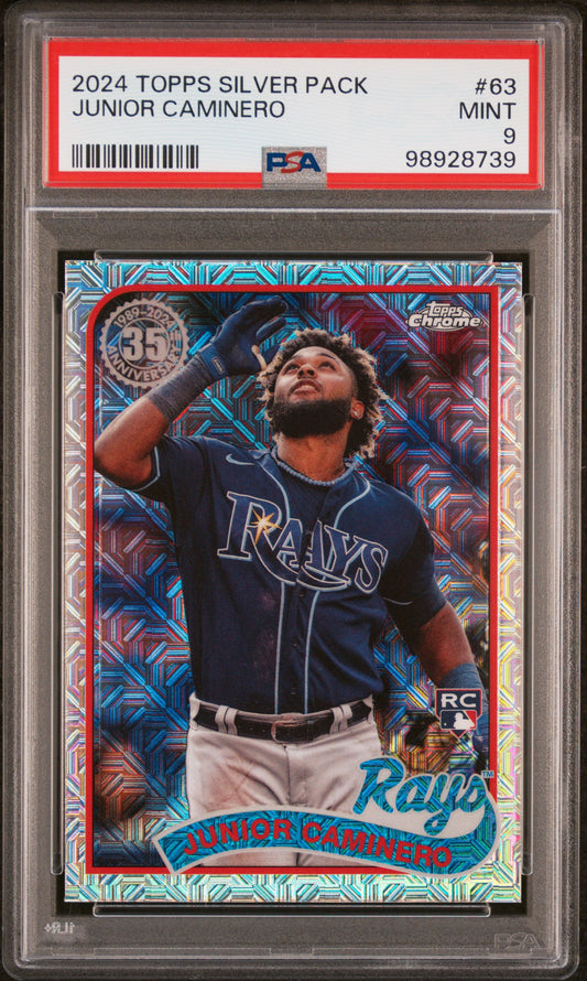 2024 Topps Silver Pack 1989 Chrome Promo #63 Junior Caminero PSA 9