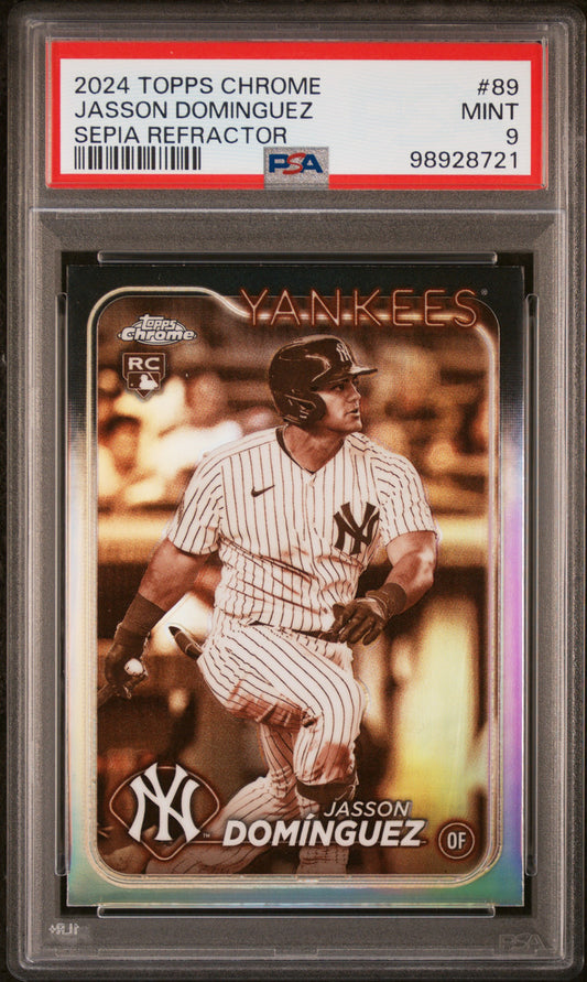 2024 Topps Chrome #89 Jasson Dominguez Sepia Refractor PSA 9