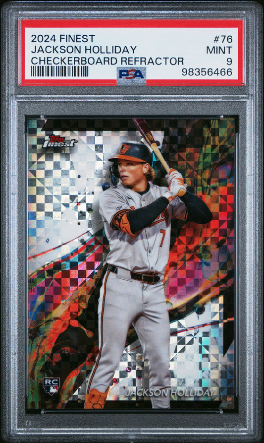 2024 Topps Finest #76 Jackson Holliday Checkerboard Refractor PSA 9
