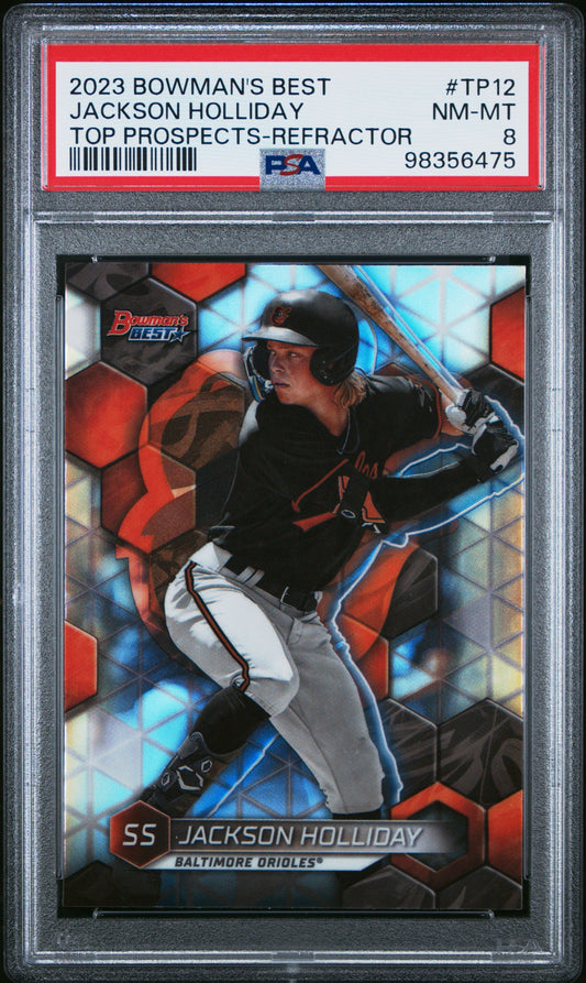2023 Bowman'S Best Top Prospects #TP12 Jackson Holliday-Refractor PSA 8