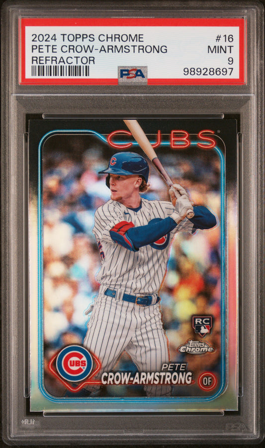 2024 Topps Chrome #16 Pete Crow-Armstrong Refractor PSA 9