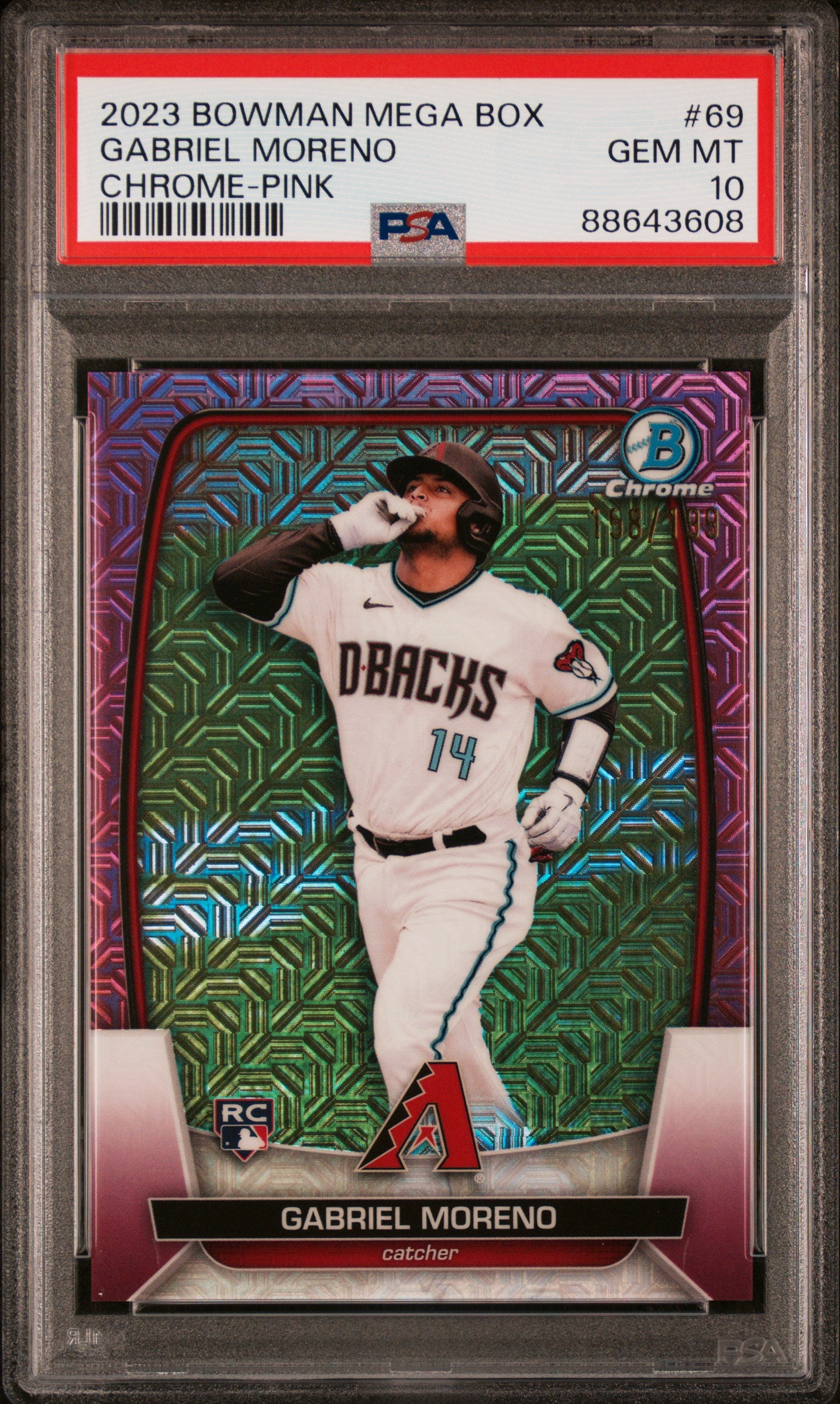 2023 Bowman Mega Box Chrome #69 Gabriel Moreno Chrome-Pink Refractor PSA 10