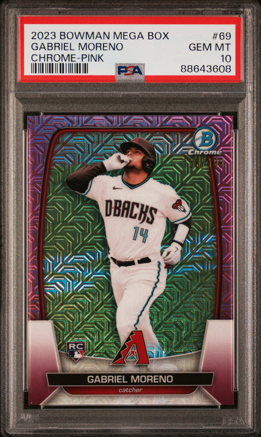 2023 Bowman Mega Box Chrome #69 Gabriel Moreno Chrome-Pink Refractor PSA 10