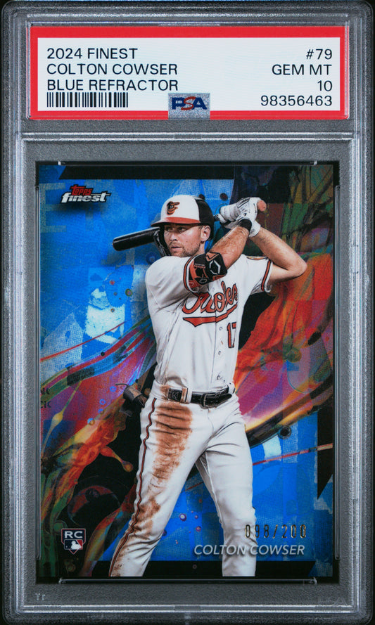 2024 Topps Finest #79 Colton Cowser Blue Refractor PSA 10
