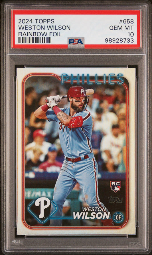 2024 Topps #658 Weston Wilson Rainbow Foil PSA 10