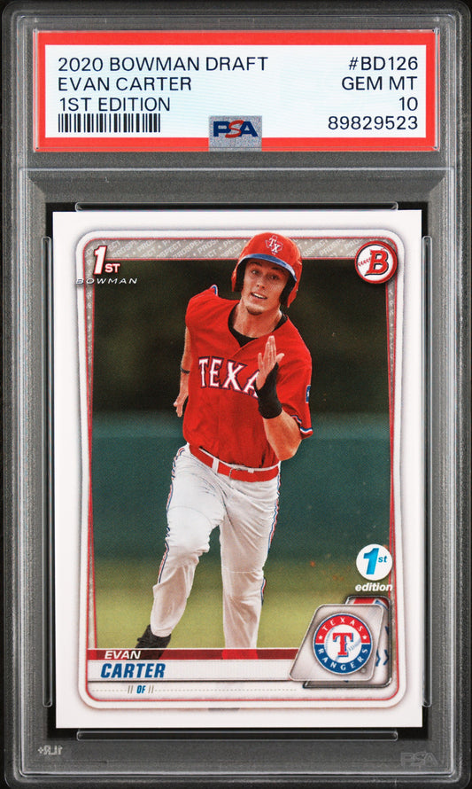 2020 Bowman Draft 1st Edition #BD126 Evan Carter 1st Edition PSA 10