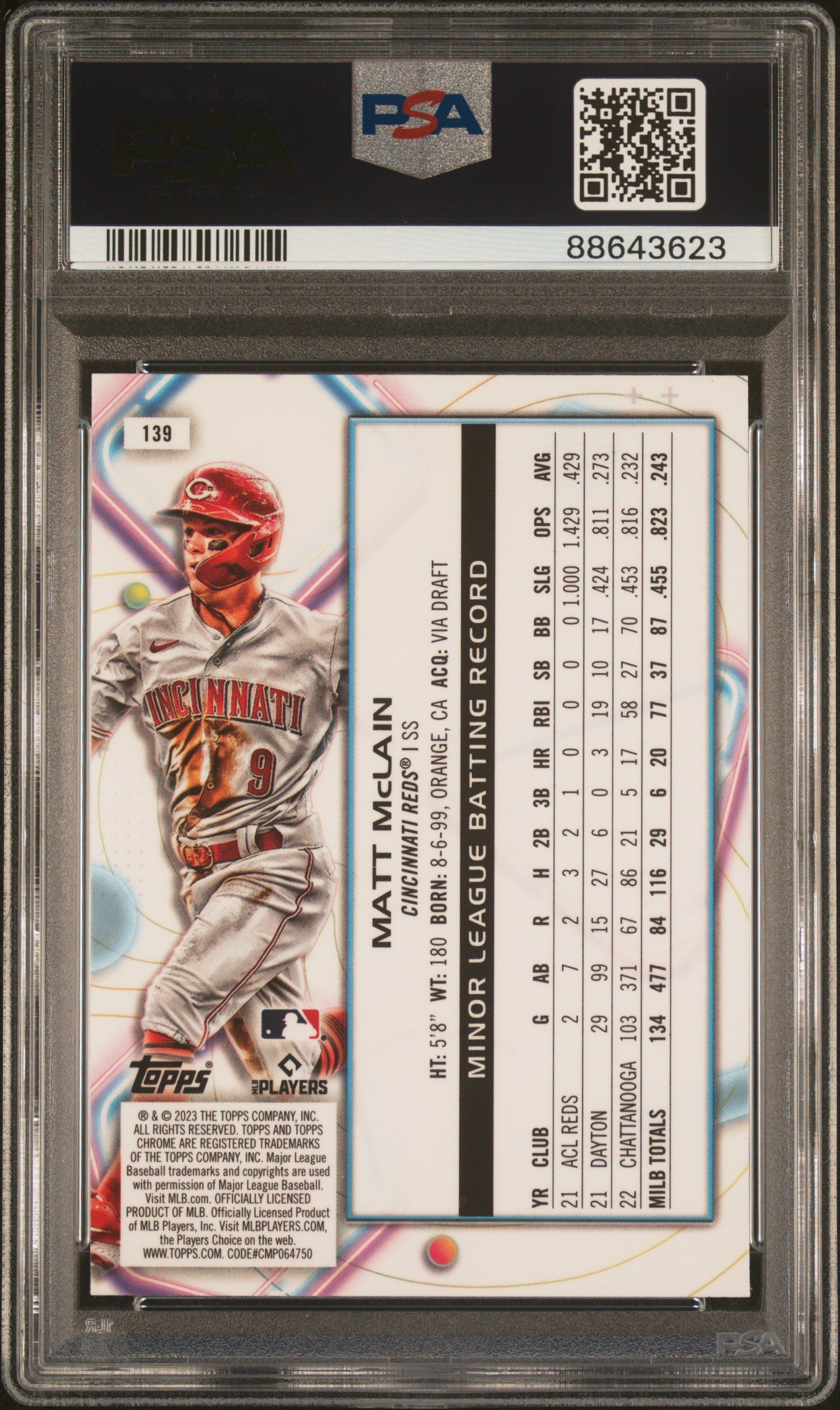2023 Topps Cosmic Chrome #139 Matt Mclain PSA 10