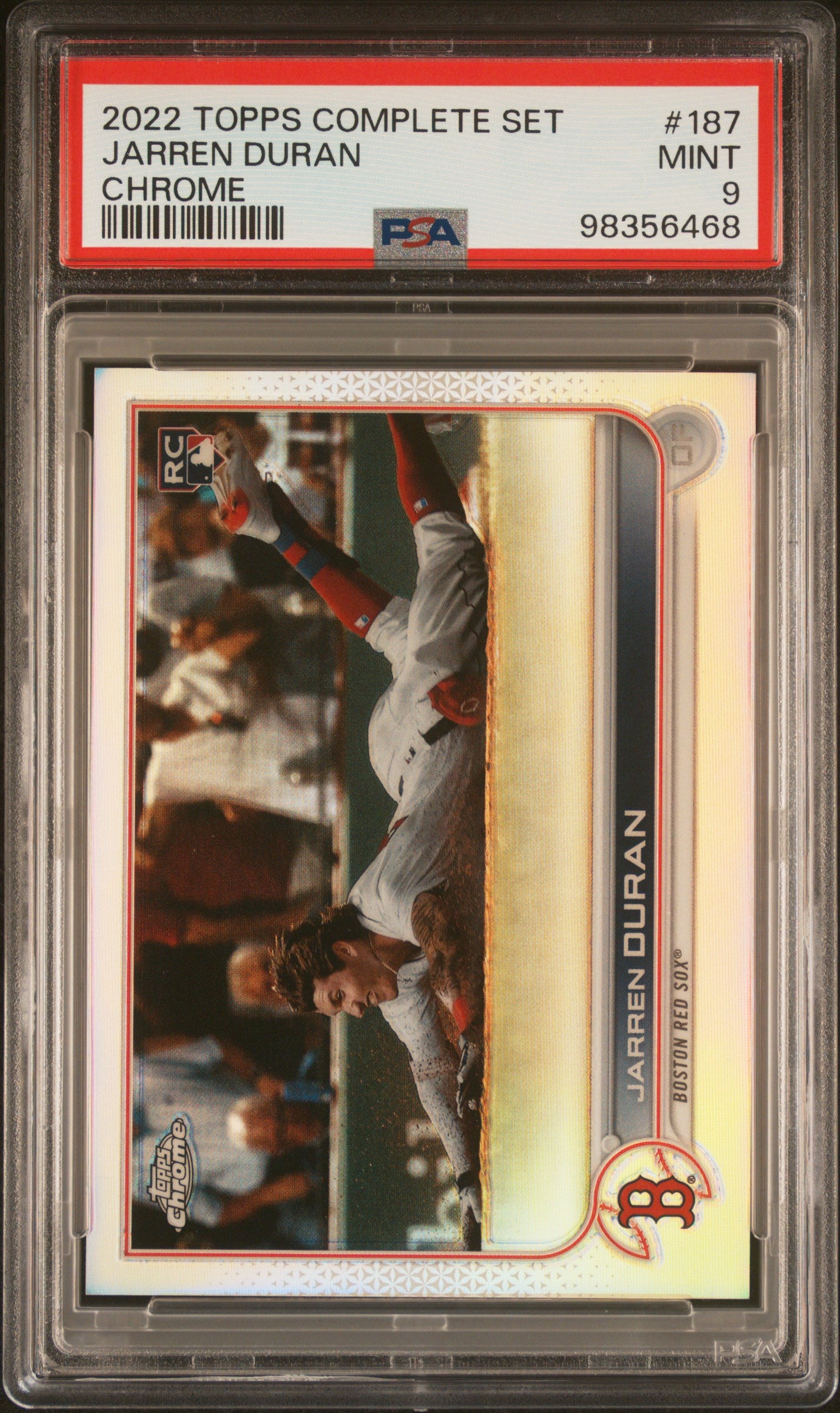 2022 Topps Complete Set #187 Jarren Duran Chrome PSA 9