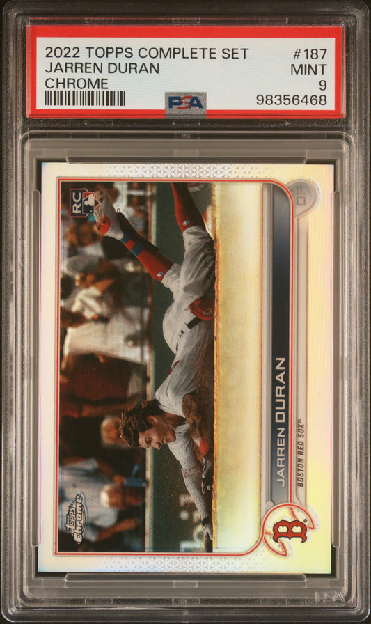 2022 Topps Complete Set #187 Jarren Duran Chrome PSA 9