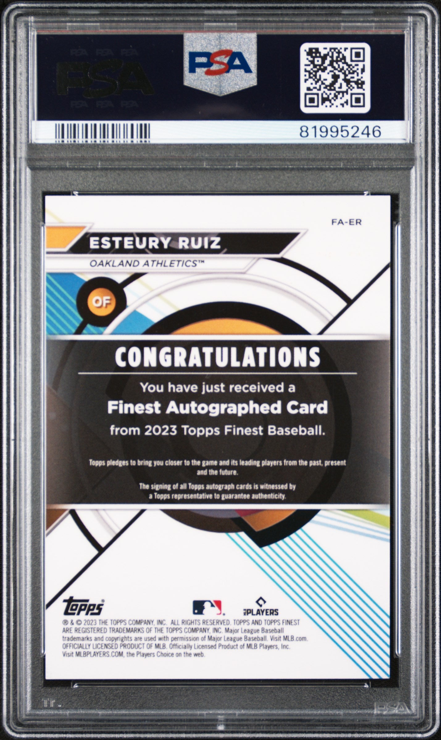 2023 Topps Finest Finest Autographs #ER Esteury Ruiz Autograph-Green PSA 10
