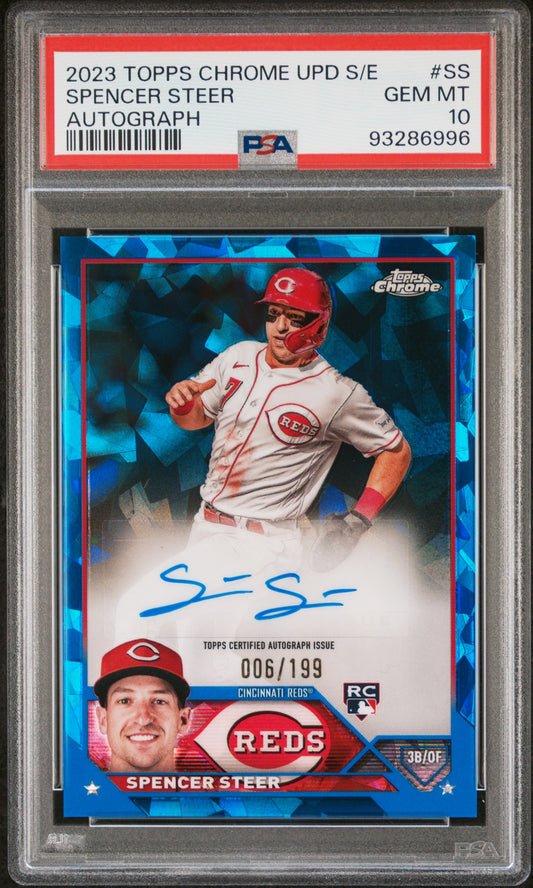 2023 Topps Chrome Update Sapphire Edition Autograph #SS Spencer Steer PSA 10