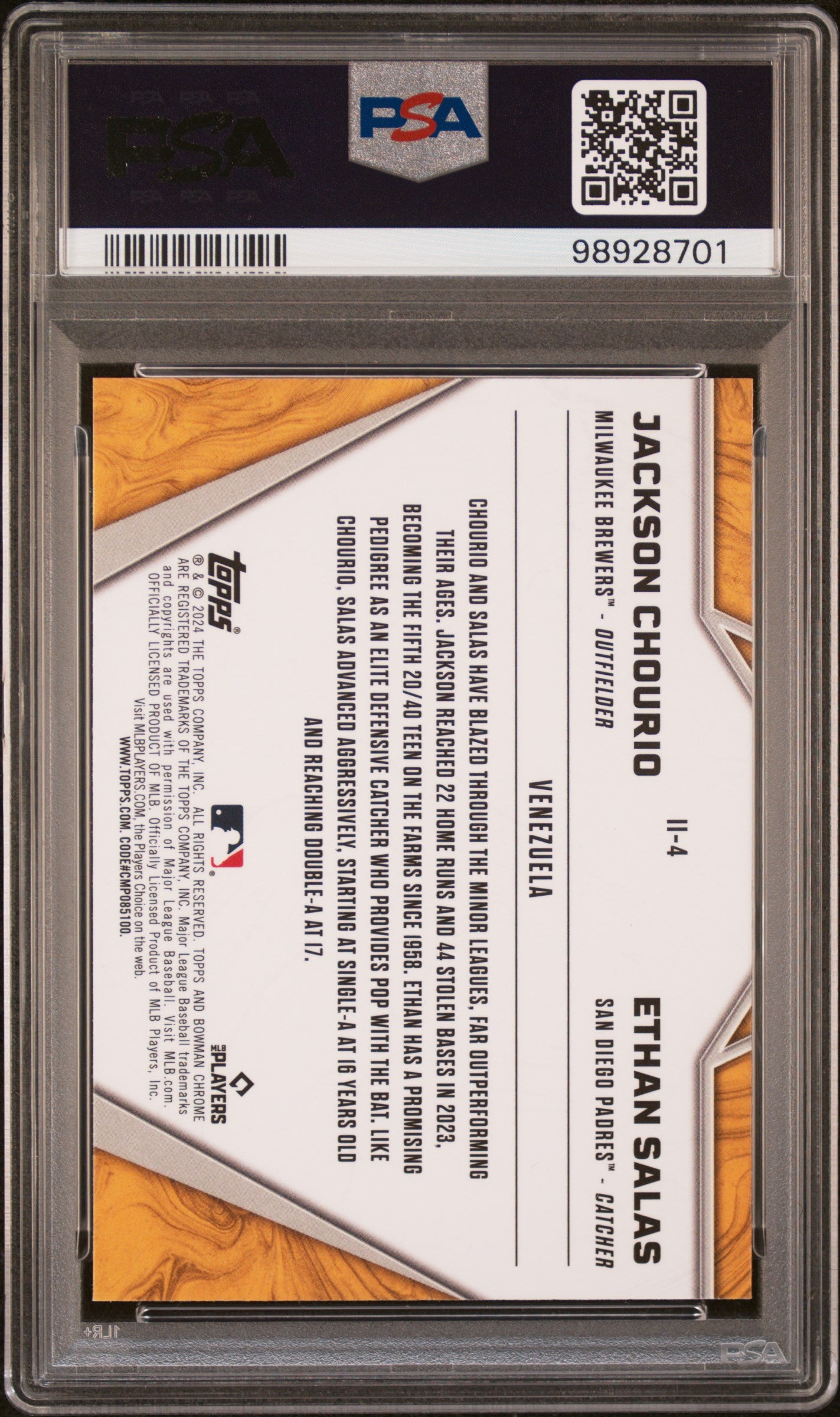 2024 Bowman Chrome International Impact #II4 Chourio/Salas PSA 10