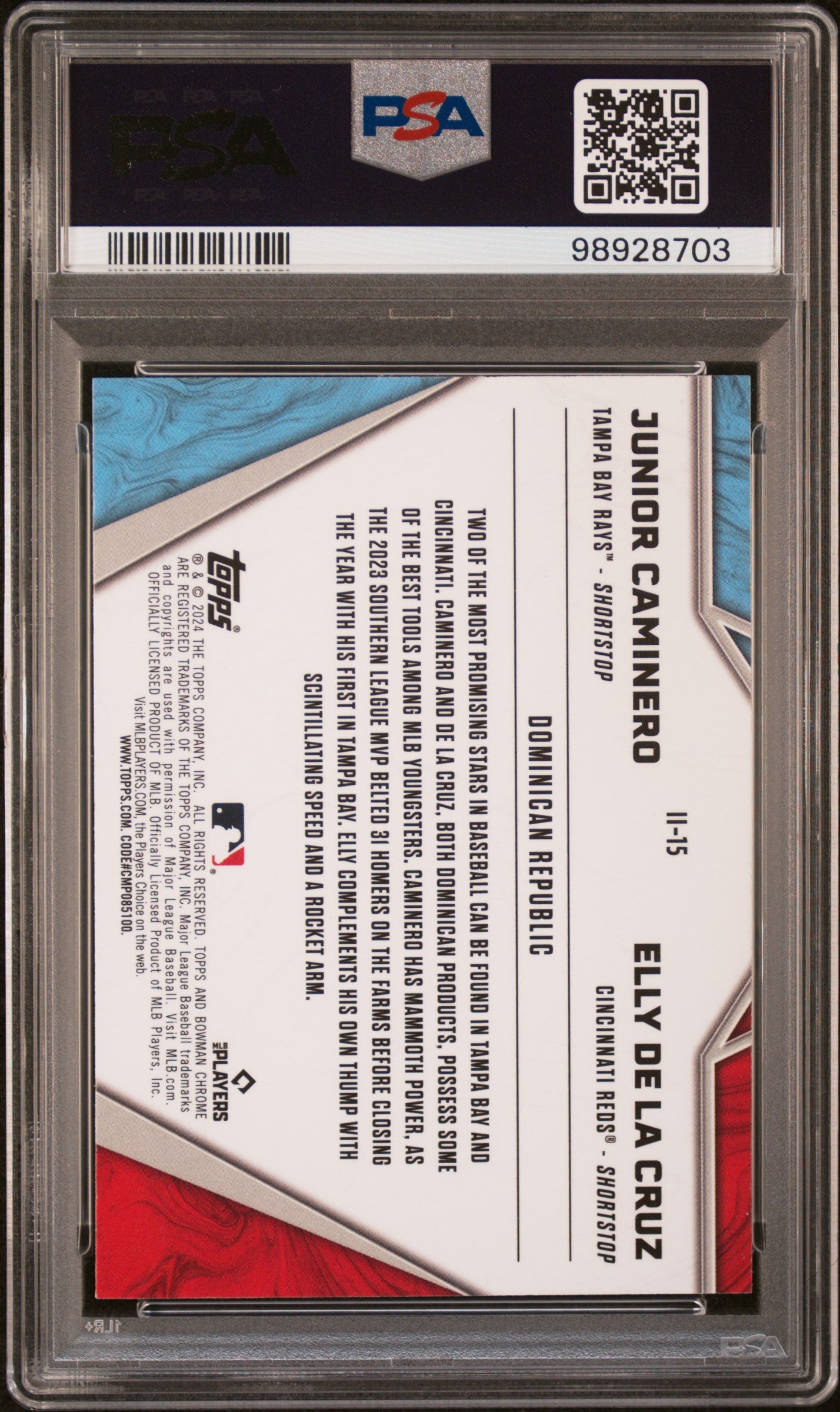 2024 Bowman Chrome International Impact #II15 Caminero/De La Cruz PSA 10