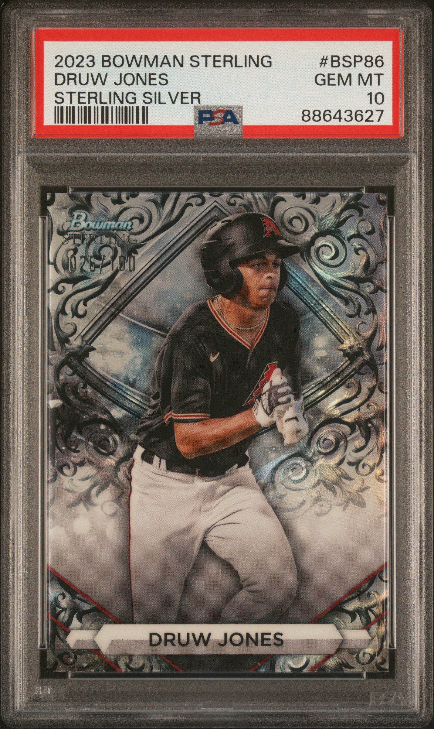 2023 Bowman Sterling #BSP86 Druw Jones Sterling Silver Refractor PSA 10