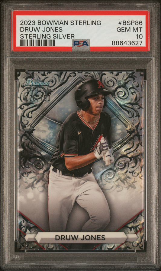 2023 Bowman Sterling #BSP86 Druw Jones Sterling Silver Refractor PSA 10