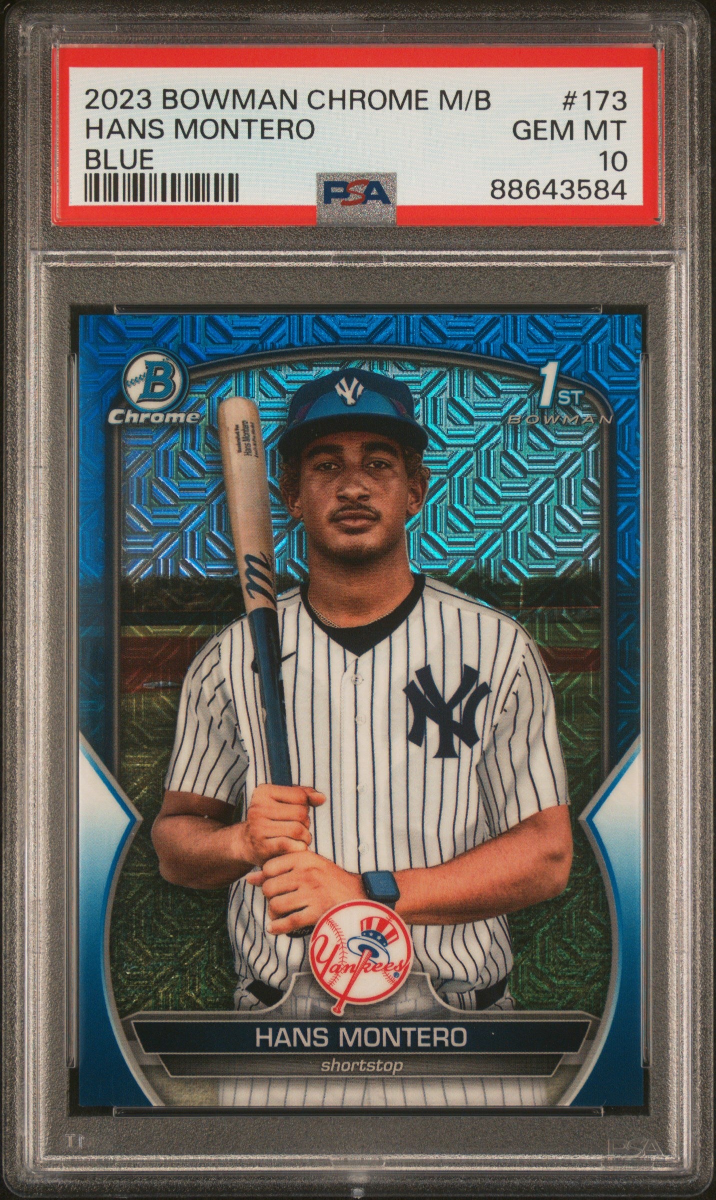 2023 Bowman Mega Box Chrome #173 Hans Montero Blue Refractor PSA 10