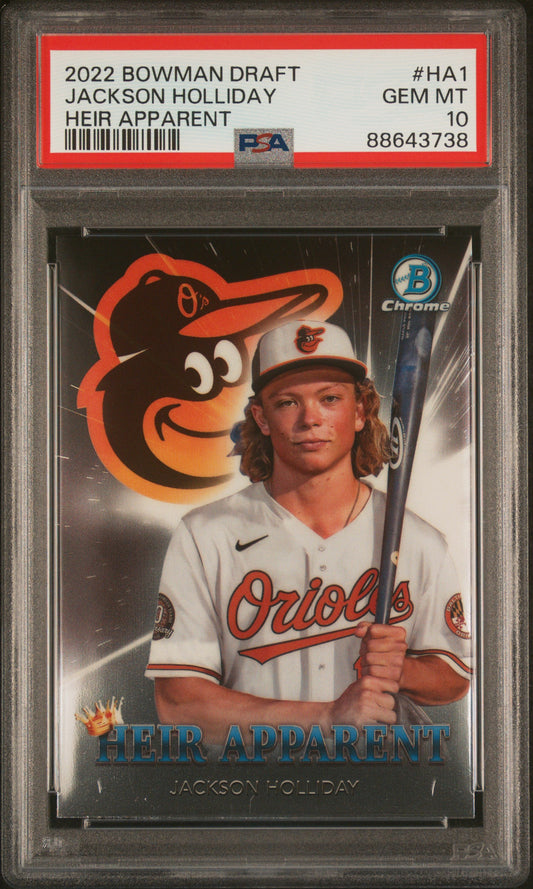 2022 Bowman Draft Heir Apparent #HA1 Jackson Holliday Heir Apparent PSA 10