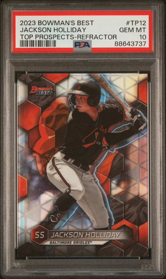 2023 Bowman'S Best Top Prospects #TP12 Jackson Holliday-Refractor PSA 10