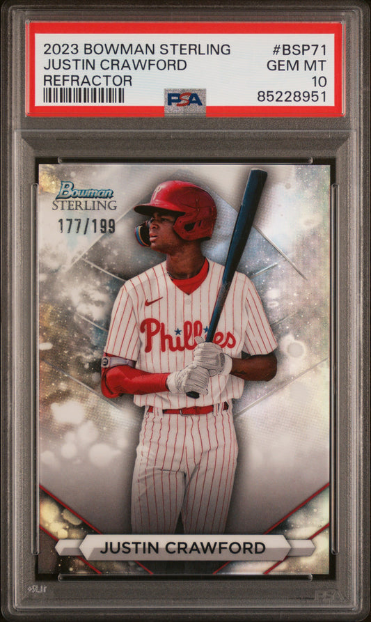 2023 Bowman Sterling #BSP71 Justin Crawford Refractor PSA 10
