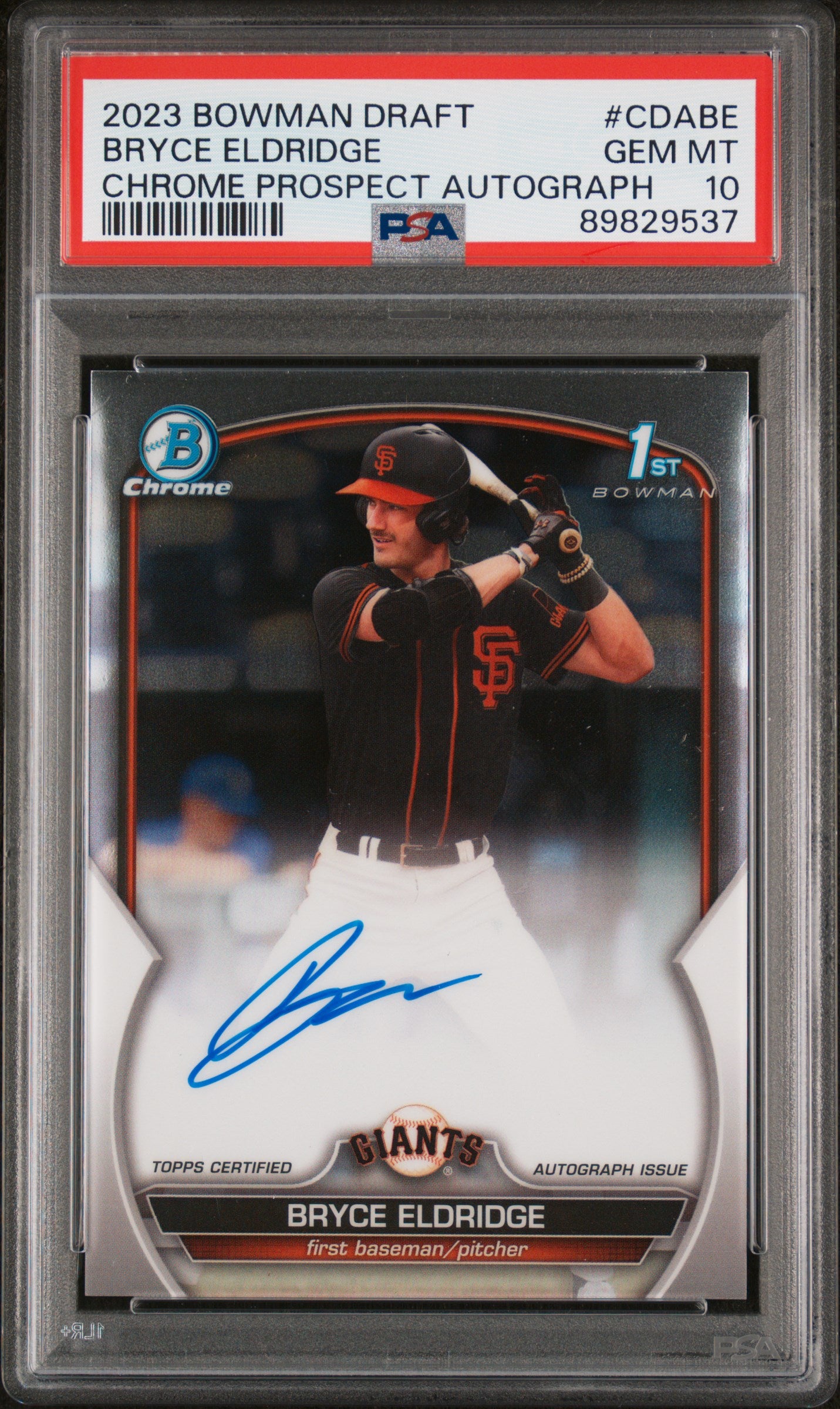 2023 Bowman Draft Chrome Prospect Autograph #CDABE Bryce Eldridge PSA 10