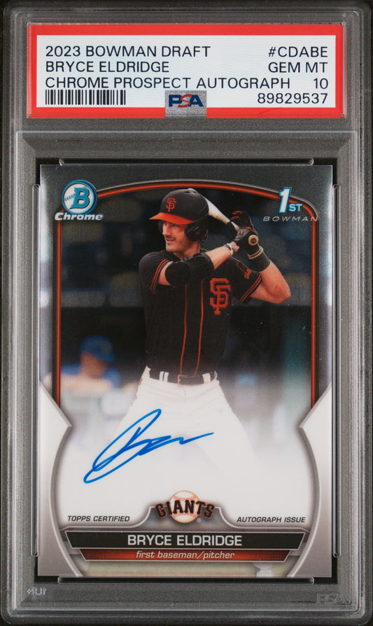 2023 Bowman Draft Chrome Prospect Autograph #CDABE Bryce Eldridge PSA 10