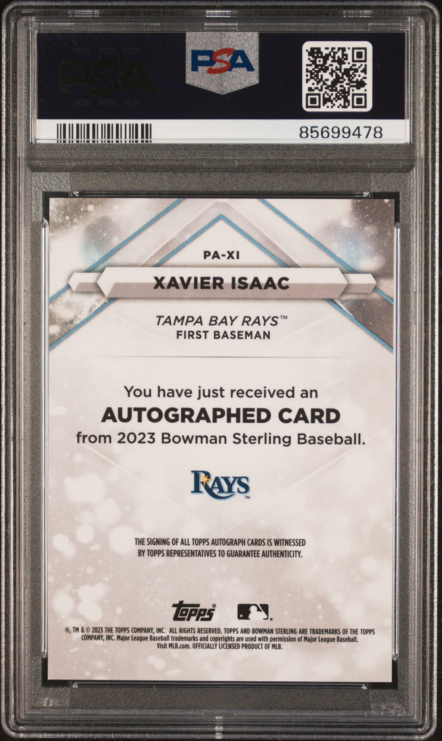 2023 Bowman Sterling Autographs #PAXI Xavier Isaac-Rose Gold/15 PSA 10