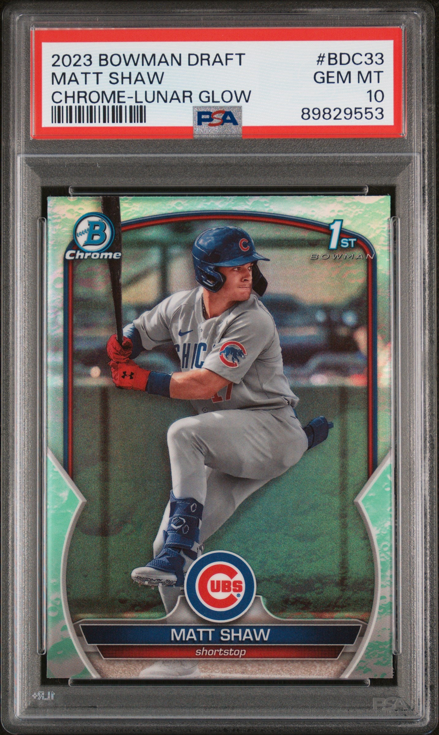 2023 Bowman Draft #BDC33 Matt Shaw Chrome-Lunar Glow PSA 10