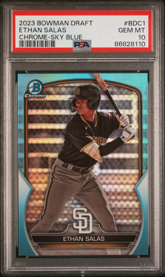 2023 Bowman Draft #BDC1 Ethan Salas Chrome-Sky Blue PSA 10