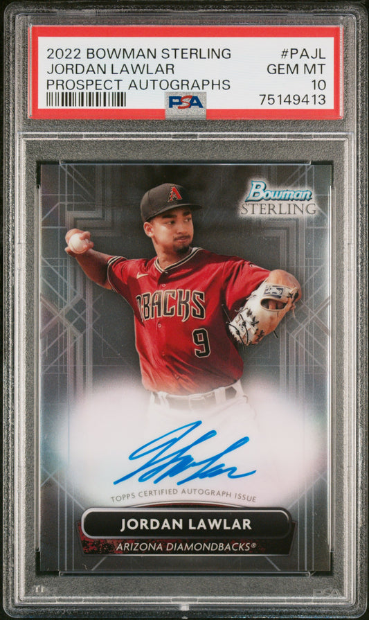 2022 Bowman Sterling Autographs #PAJL Jordan Lawlar PSA 10