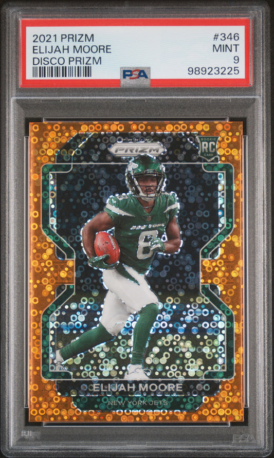 2021 Panini Prizm #346 Elijah Moore Disco Prizm PSA 9