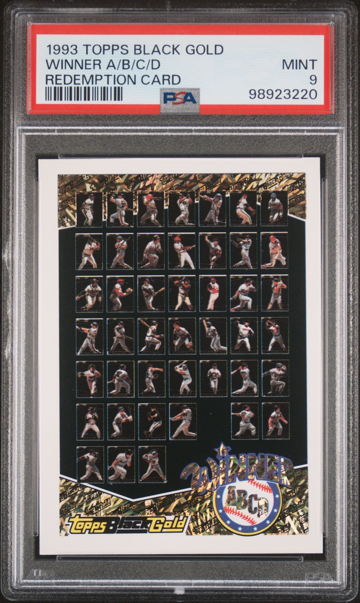 1993 Topps Black Gold Winner A/B/C/D Redemption Card PSA 9