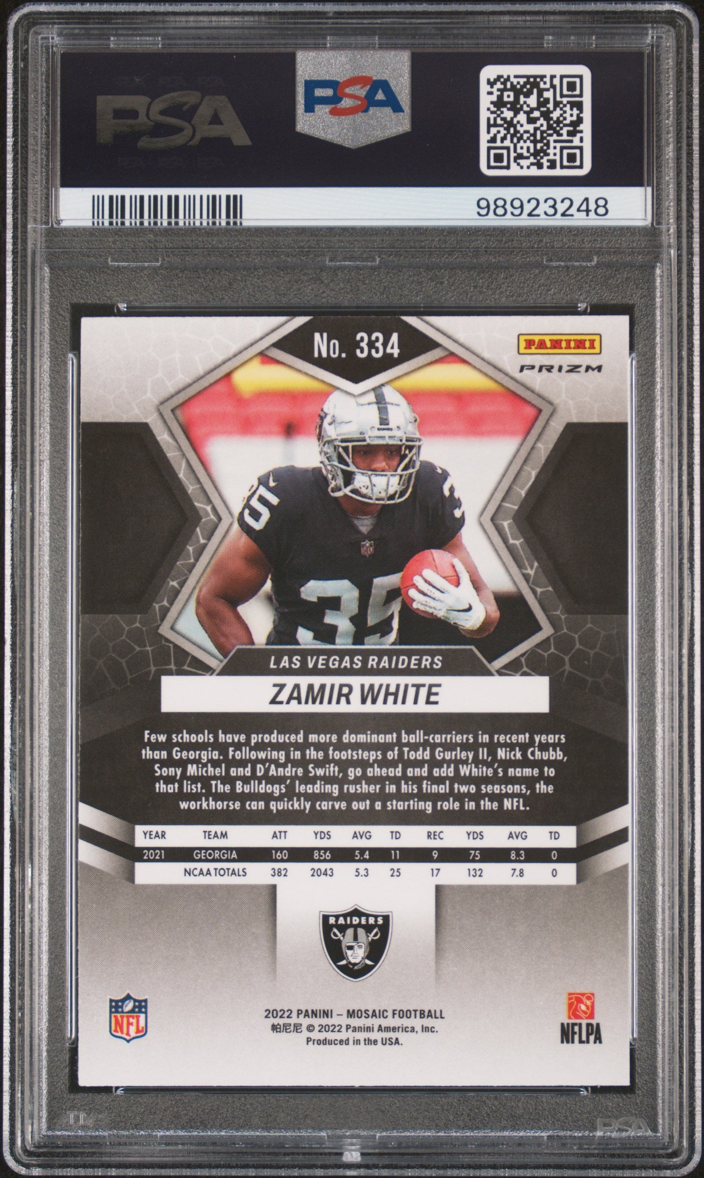 2022 Panini Mosaic #334 Zamir White Red Sparkle PSA 9
