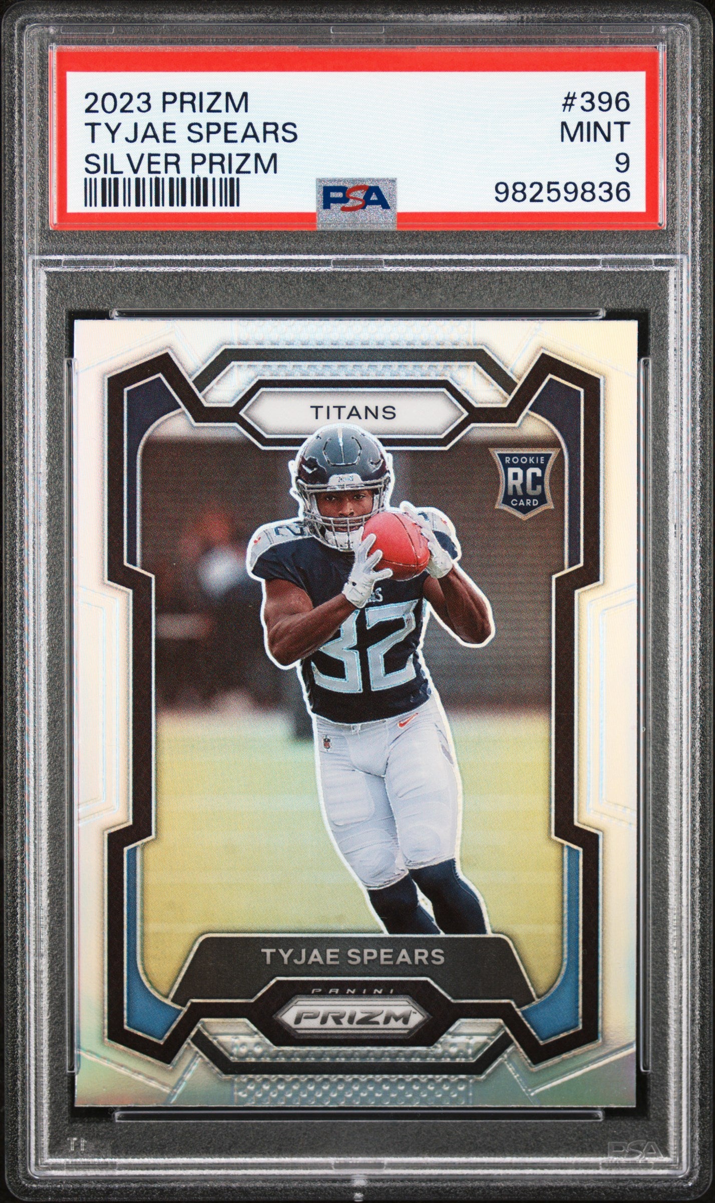 2023 Panini Prizm #396 Tyjae Spears Silver Prizm PSA 9