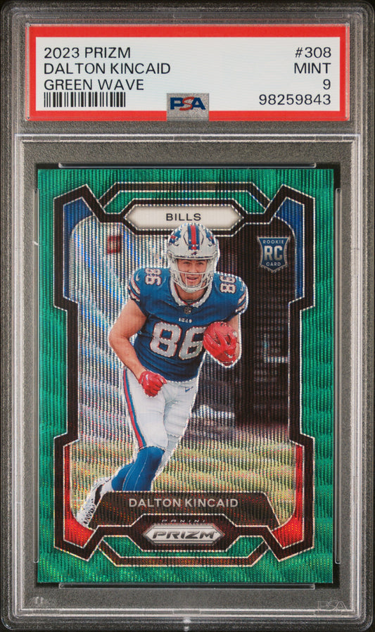 2023 Panini Prizm #308 Dalton Kincaid Green Wave PSA 9