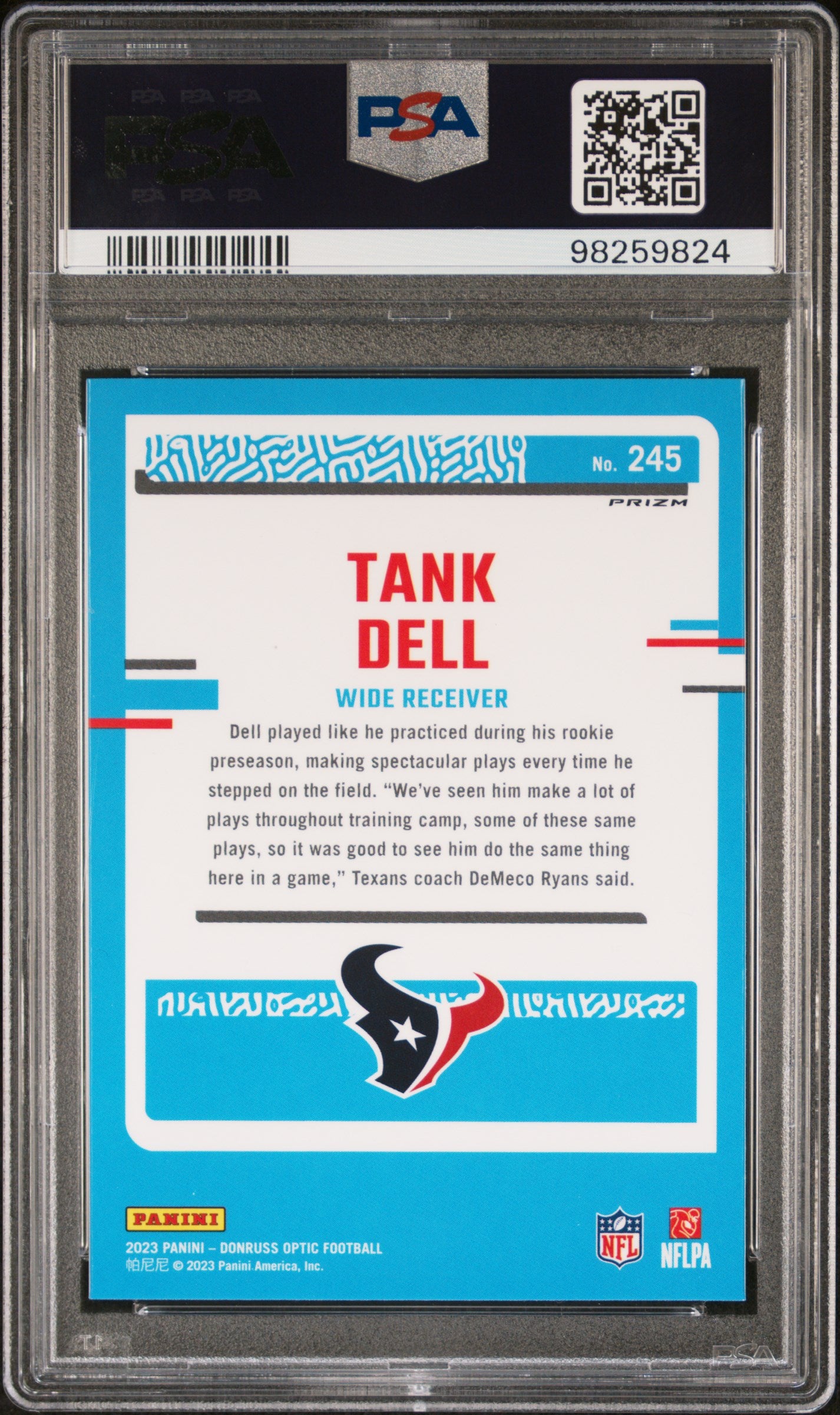 2023 Panini Donruss Optic #245 Tank Dell Green Hyper PSA 9