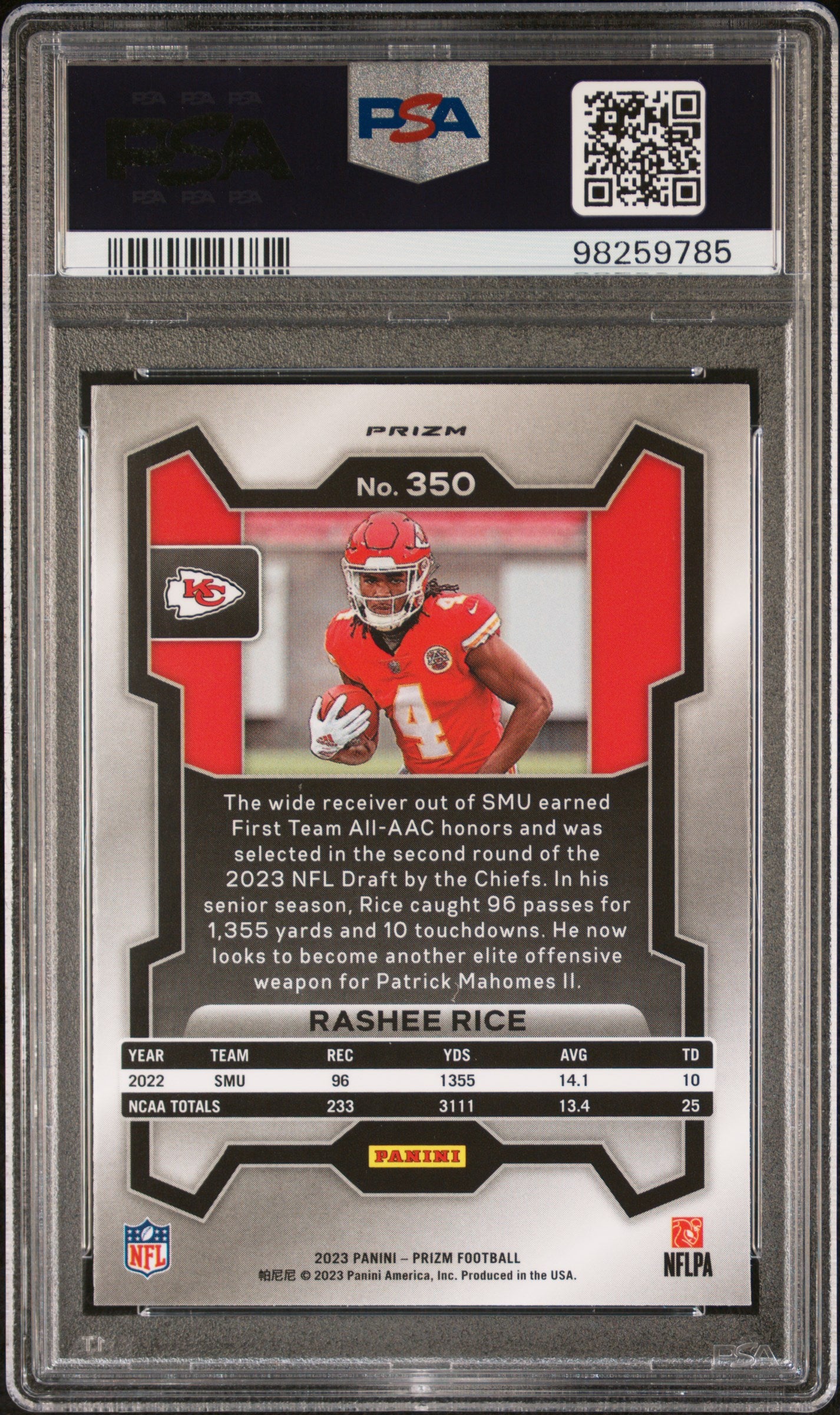 2023 Panini Prizm #350 Rashee Rice Green Prizm PSA 9