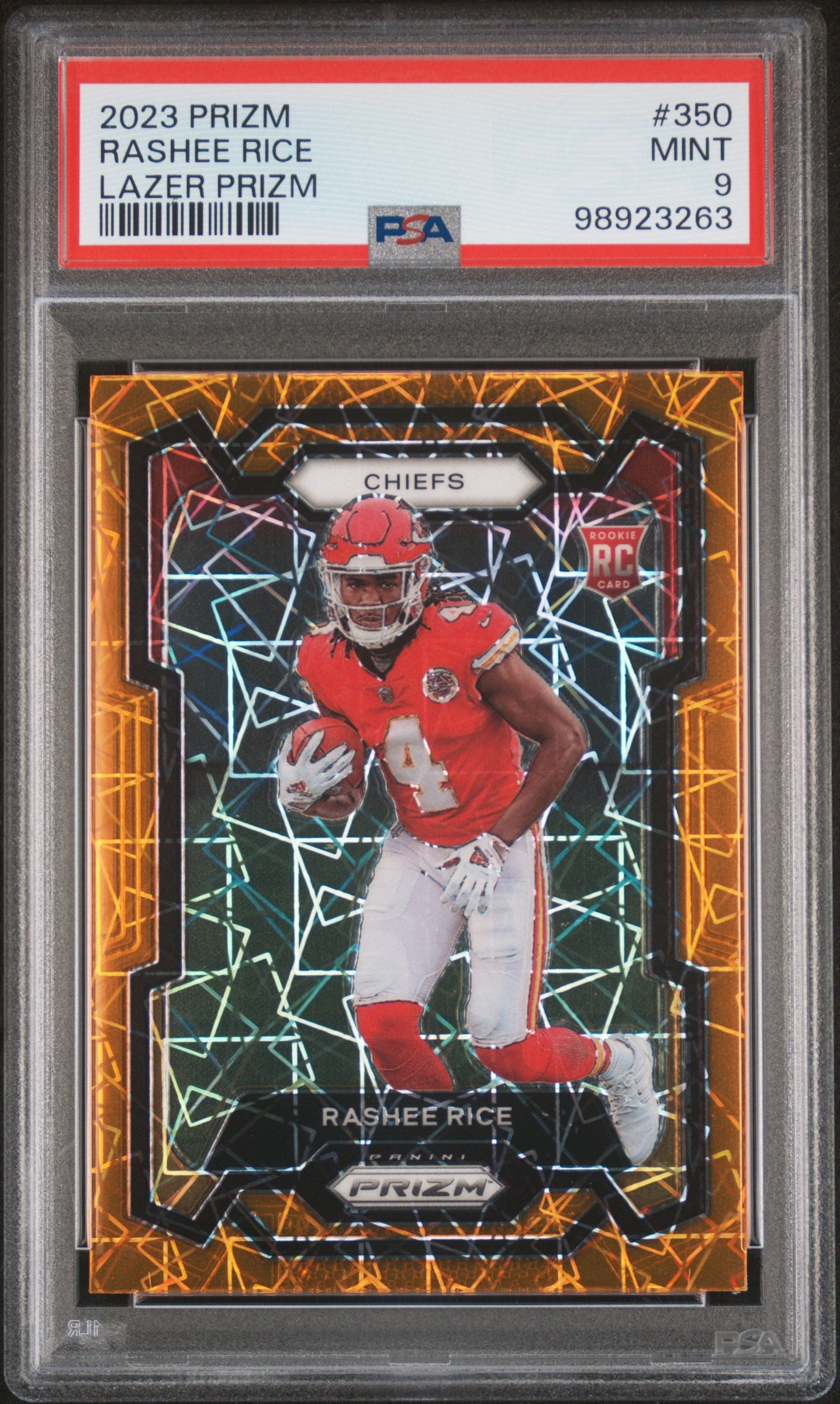 2023 Panini Prizm #350 Rashee Rice Lazer Prizm PSA 9
