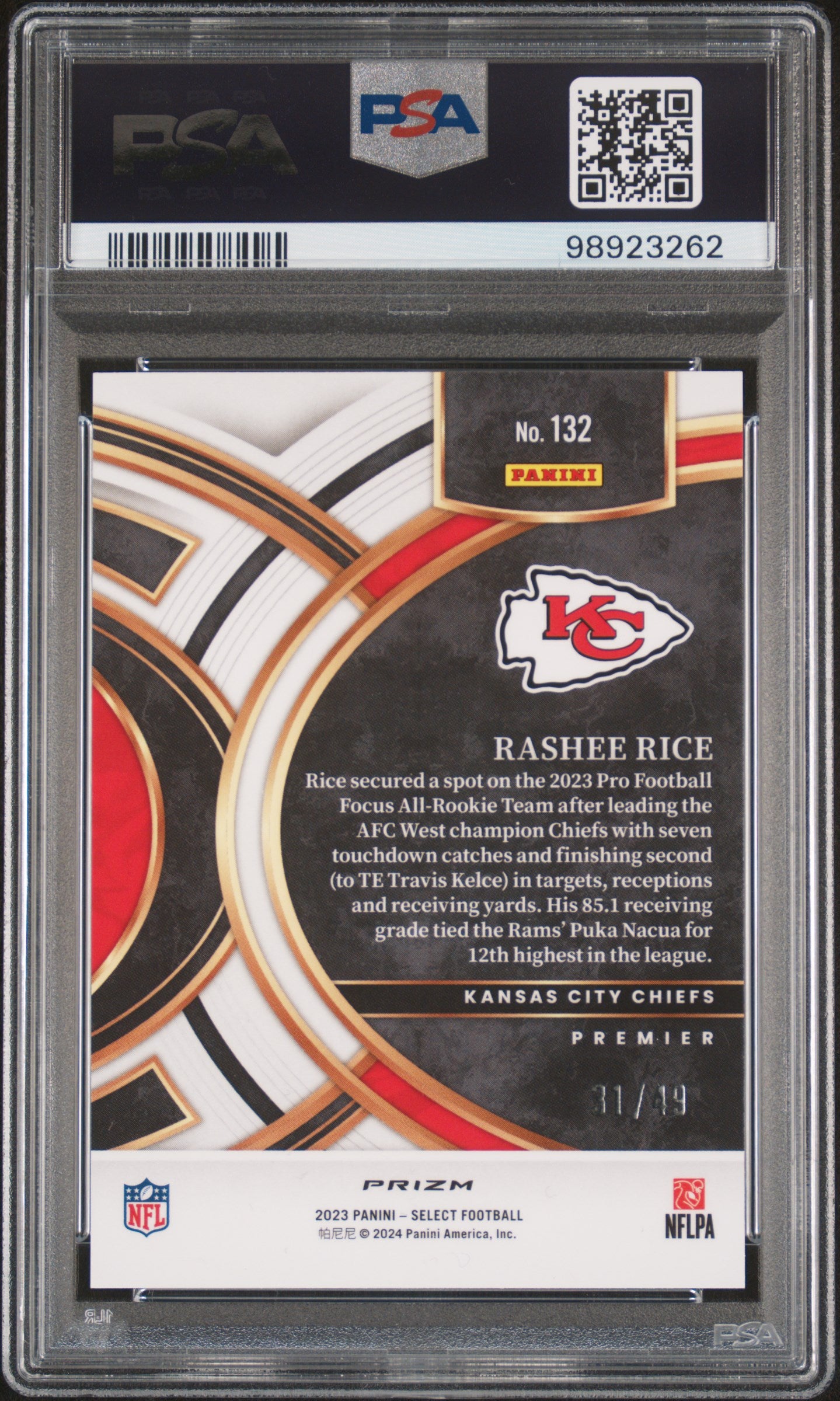 2023 Panini Select #132 Rashee Rice Neon Green Prizm PSA 10