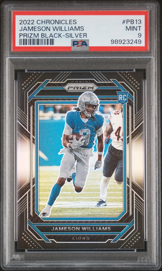 2022 Panini  Prizm Black #PB13 Jameson Williams Prizm Black-Silver PSA 9
