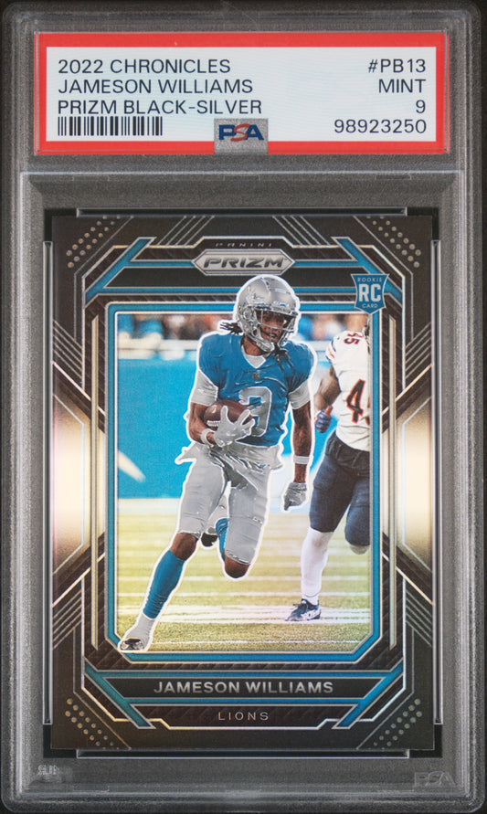 2022 Panini Prizm Black #PB13 Jameson Williams Prizm Black-Silver PSA 9