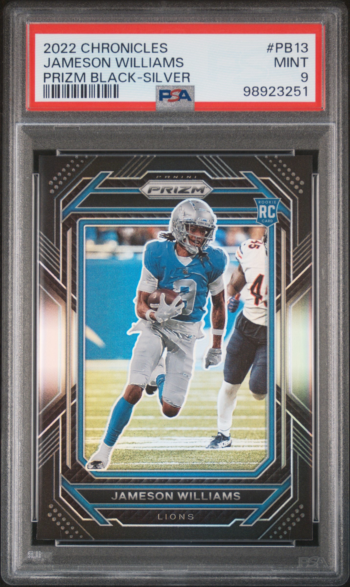 2022 Panini Prizm Black #PB13 Jameson Williams Prizm Black-Silver PSA 9